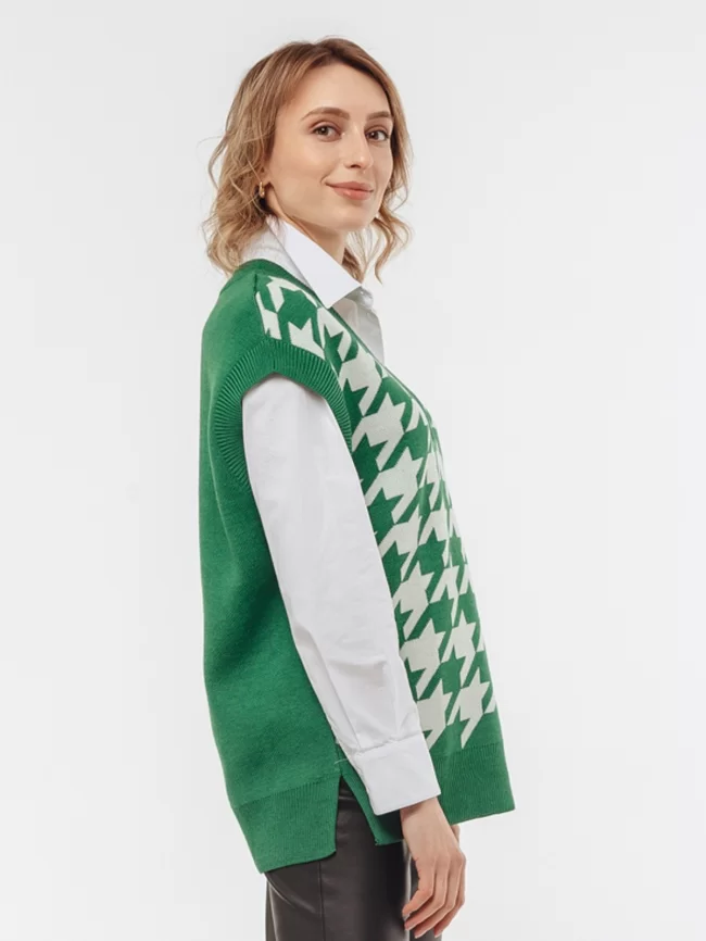 Жилет женский (цвет: зеленый, молочный) фото 2