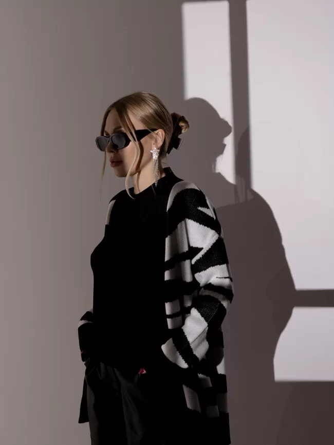 Кардиган женский (цвет: черный, белый) фото 7