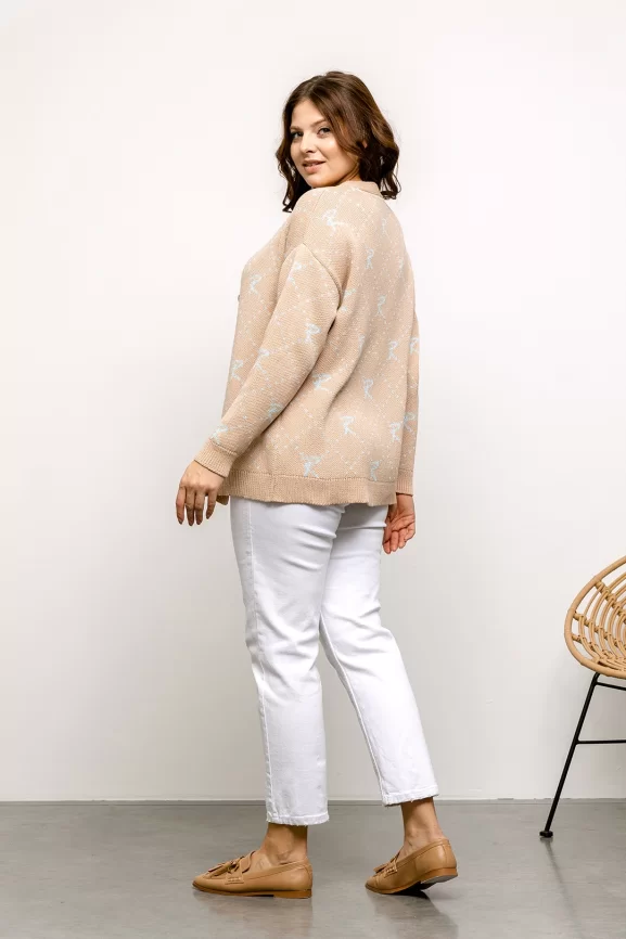 Кардиган женский (цвет: крем-брюле, бледно-голубой) фото 2