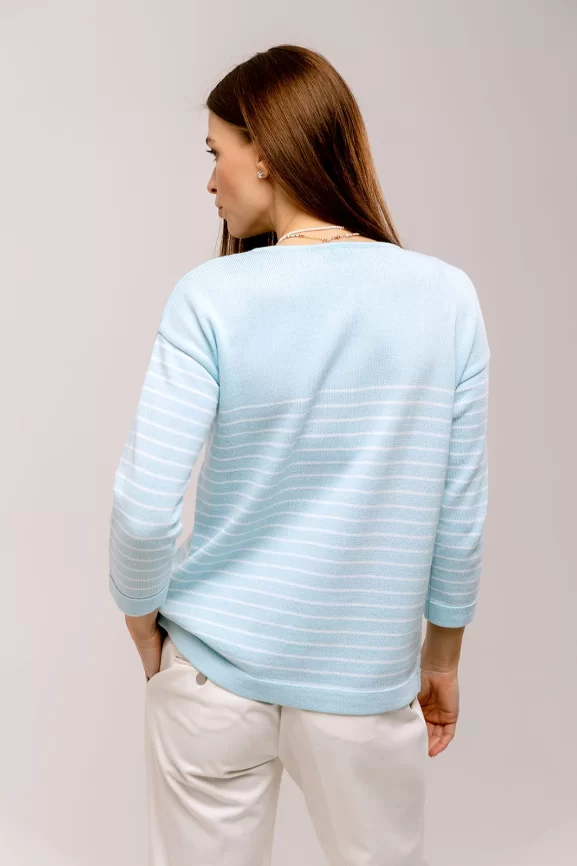 Джемпер женский (цвет: бледно-голубой, белый) фото 8