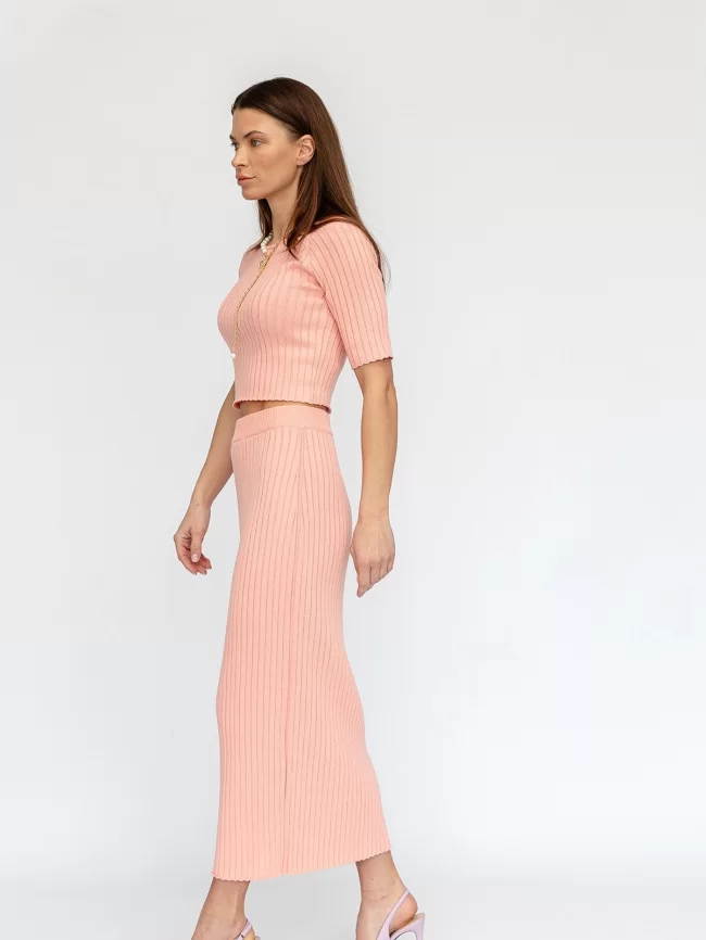 Костюм женский (джемпер, юбка) (цвет: розовый персик) фото 7