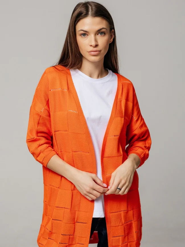 Кардиган женский (цвет: ярко-оранжевый) фото 1
