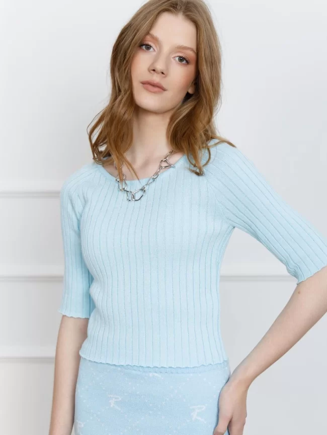 Юбка женская (цвет: бледно-голубой, белый) фото 6