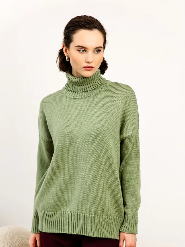 Свитер женский (цвет: светло-оливковый) фото 1