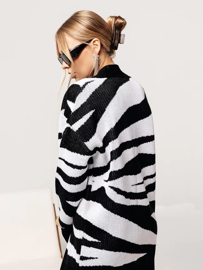 Кардиган женский (цвет: черный, белый) фото 2