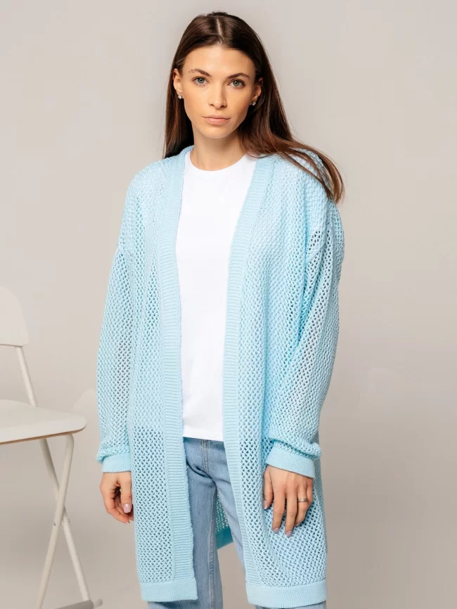 Кардиган женский (цвет: бледно-голубой) фото 1