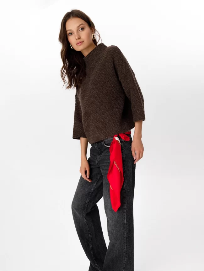 Джемпер женский (цвет: коричневый меланж) фото 3