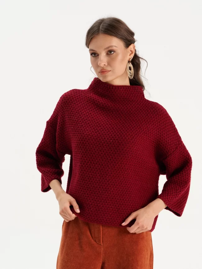 Джемпер женский (цвет: красновато-бордовый) фото 1
