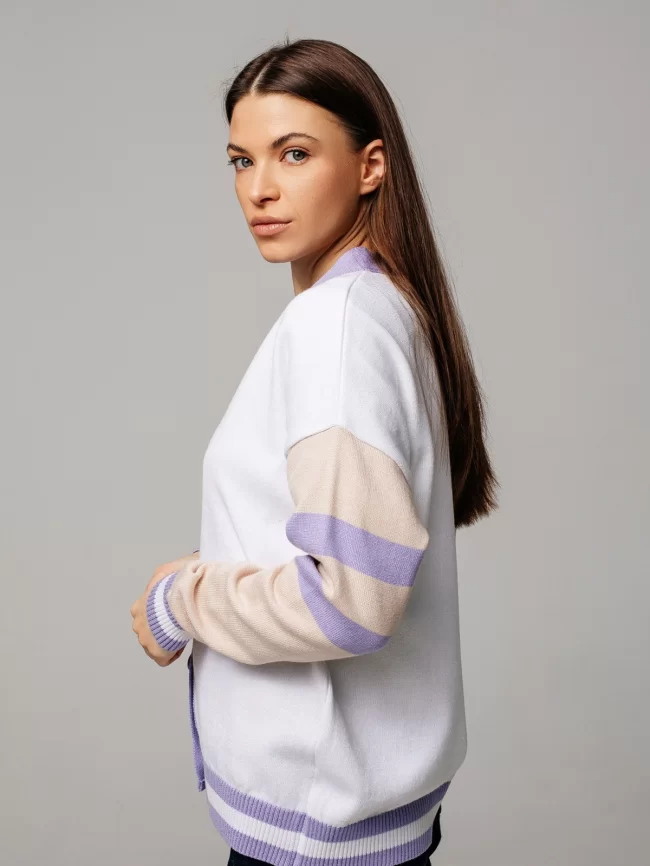 Жакет женский (цвет: белый, крем-брюле, сиреневый) фото 4