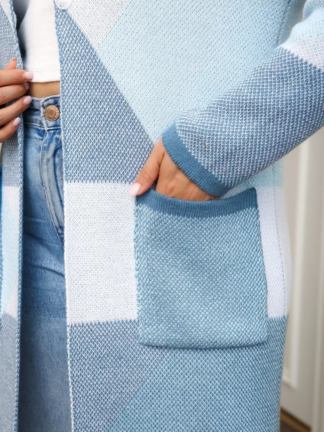 Кардиган женский (цвет: бледно-голубой, индиго, белый) фото 5