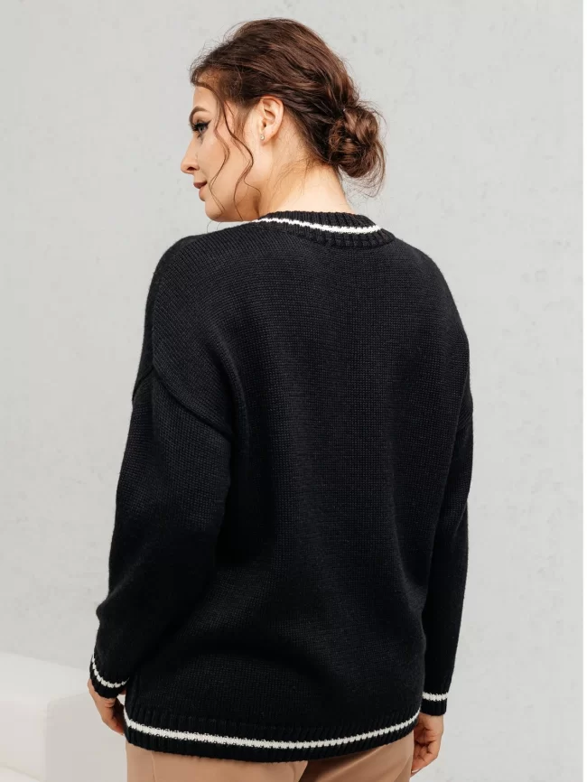 Джемпер женский (цвет: черный, молочный) фото 2