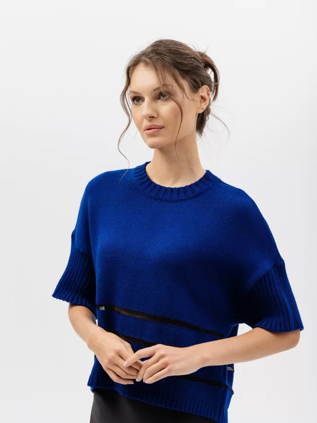 Джемпер женский (цвет: темно-синий, черный) фото 5