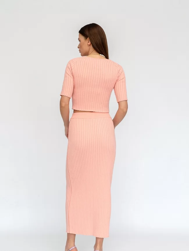 Костюм женский (джемпер, юбка) (цвет: розовый персик) фото 2