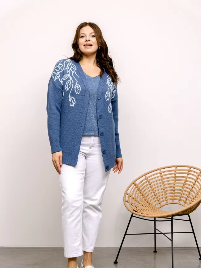 Кардиган женский (цвет: индиго, бледно-голубой) фото 4