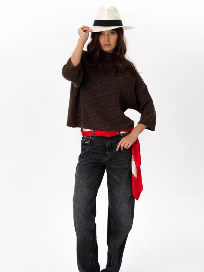 Джемпер женский (цвет: коричневый меланж) фото 6