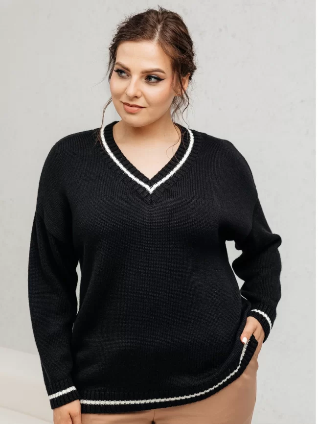 Джемпер женский (цвет: черный, молочный) фото 1