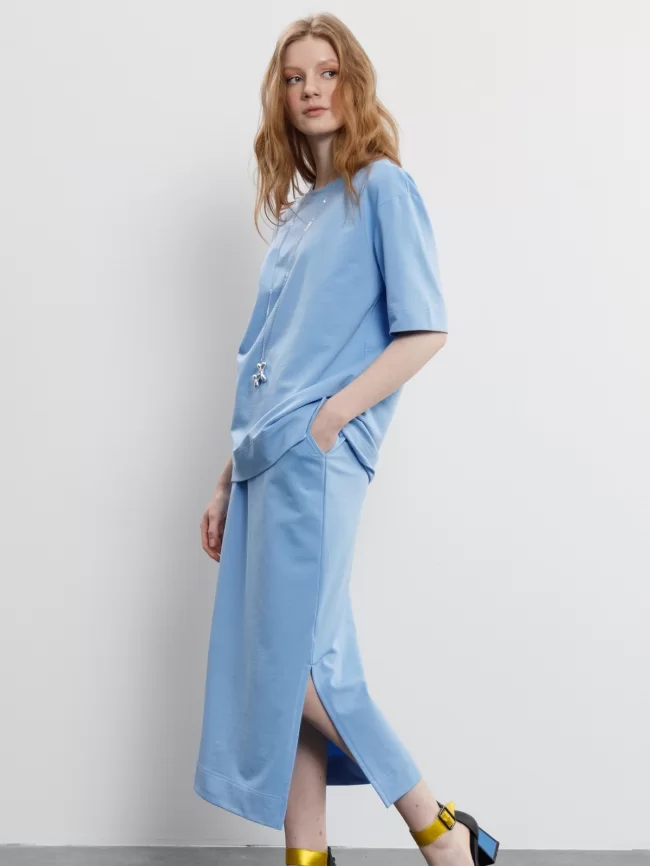 Костюм женский (джемпер, юбка) (цвет: голубой) фото 4