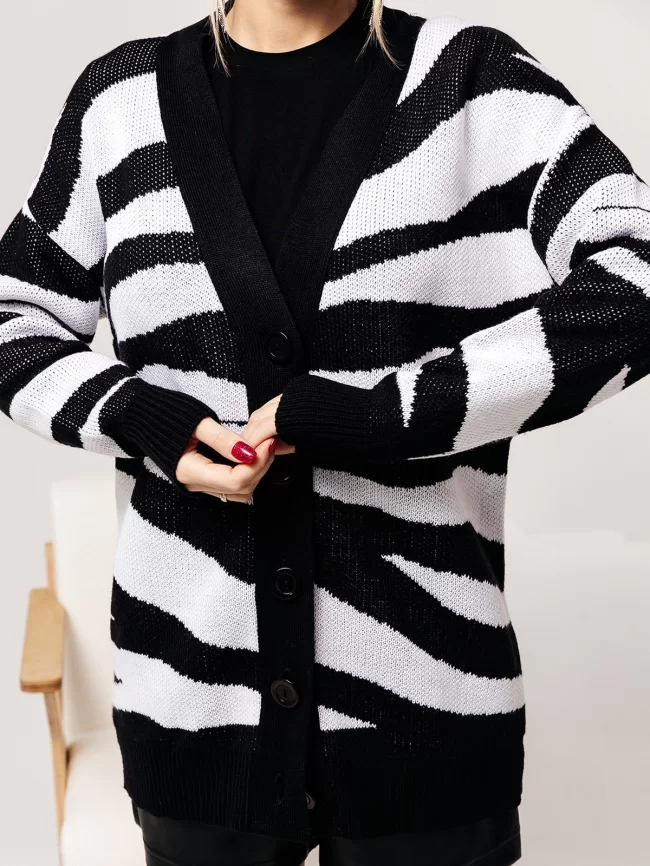 Кардиган женский (цвет: черный, белый) фото 3