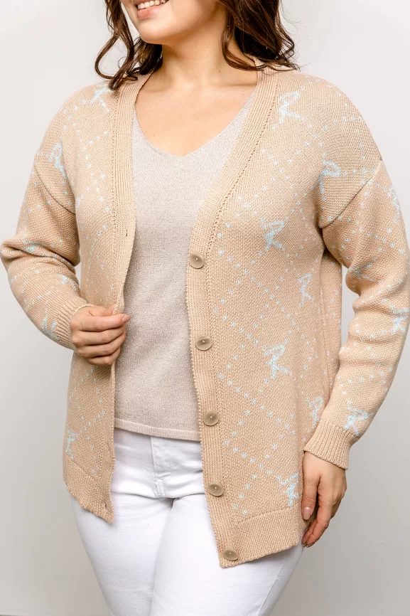 Кардиган женский (цвет: крем-брюле, бледно-голубой) фото 3
