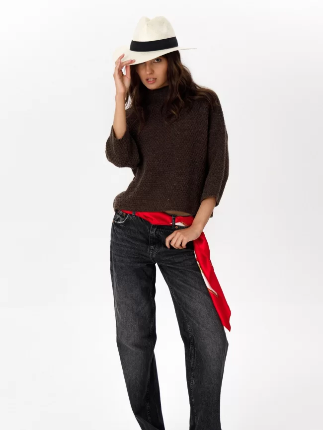 Джемпер женский (цвет: коричневый меланж) фото 8