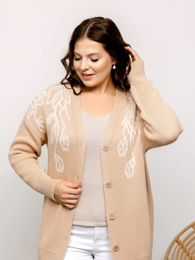 Кардиган женский (цвет: крем-брюле, молочный) фото 1