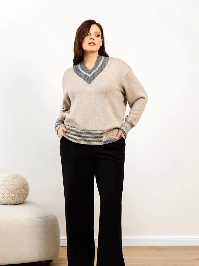 Джемпер женский (цвет: светло-бежевый, серый) фото 5