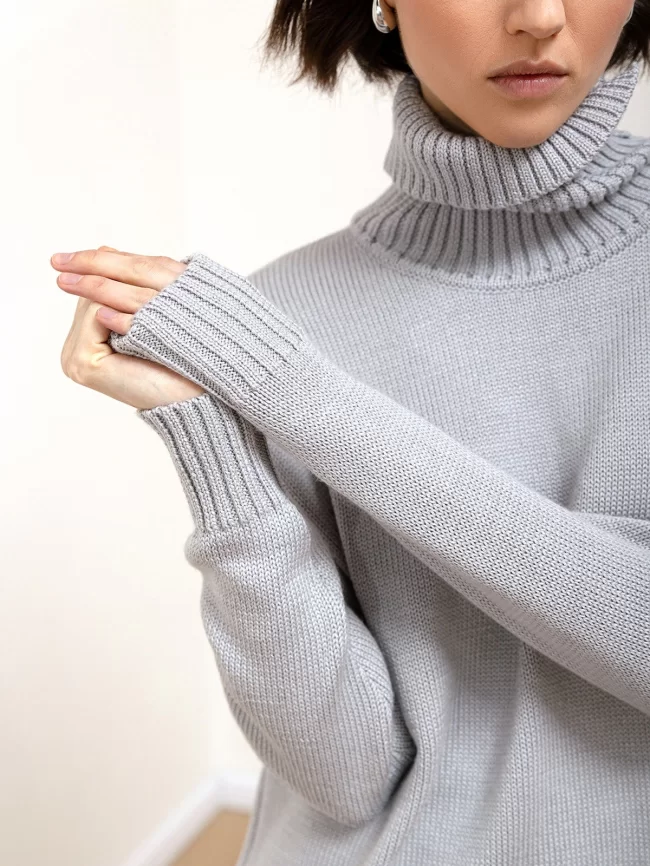 Свитер женский (цвет: светло-серый) фото 3