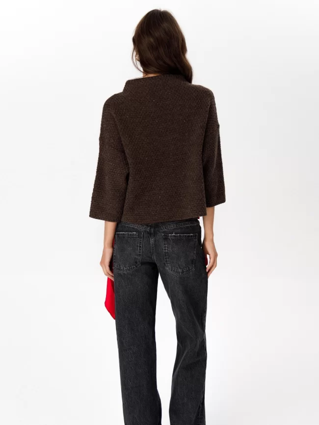 Джемпер женский (цвет: коричневый меланж) фото 4