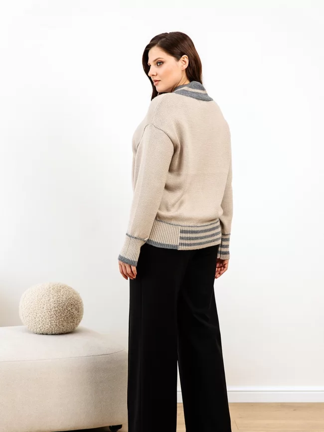 Джемпер женский (цвет: светло-бежевый, серый) фото 6