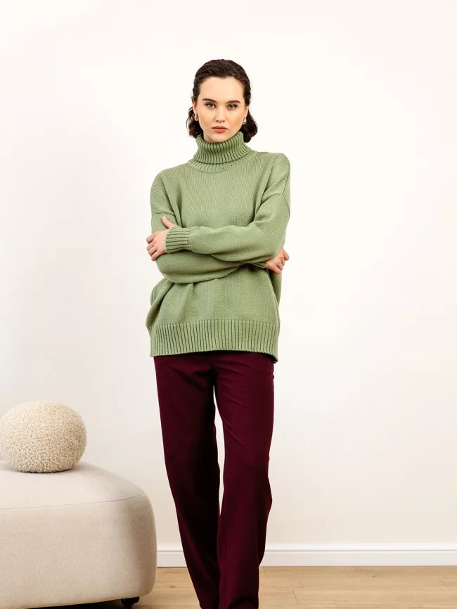 Свитер женский (цвет: светло-оливковый) фото 5