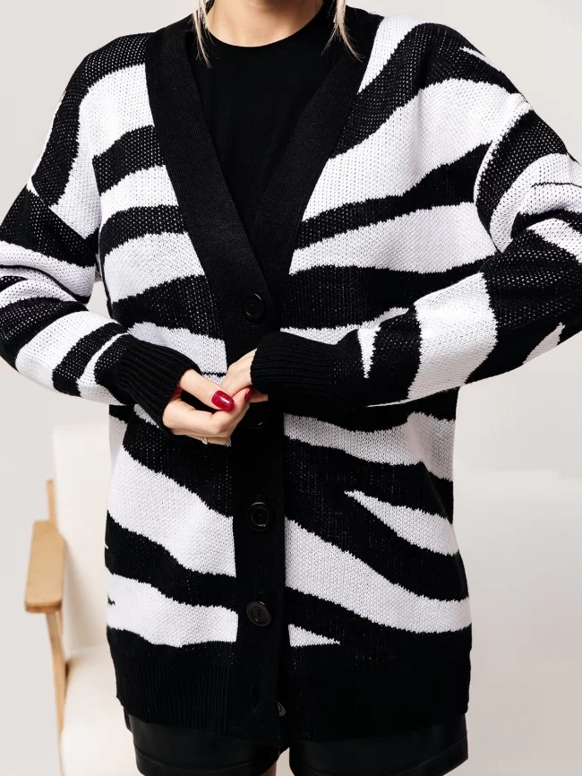 Кардиган женский (цвет: черный, белый) фото 5