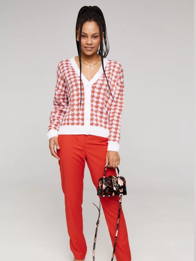 Жакет женский (цвет: белый, темно-коралловый) фото 4