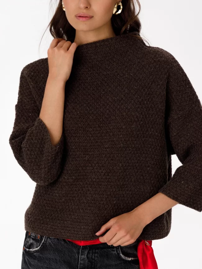 Джемпер женский (цвет: коричневый меланж) фото 5