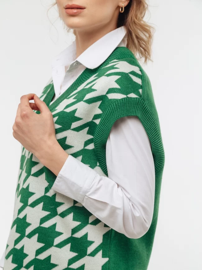 Жилет женский (цвет: зеленый, молочный) фото 6