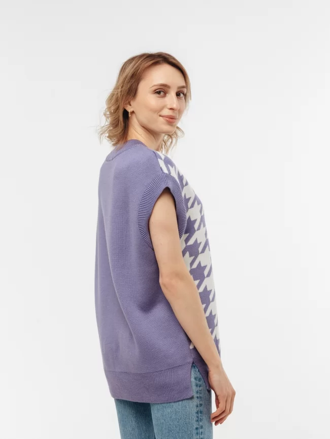 Жилет женский (цвет: сиреневый, молочный) фото 5