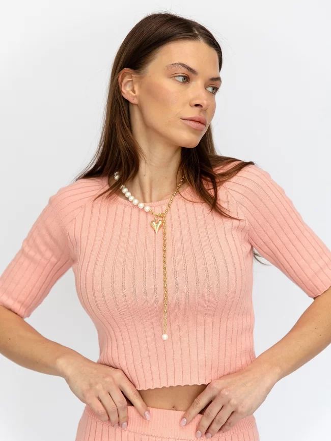 Костюм женский (джемпер, юбка) (цвет: розовый персик) фото 4