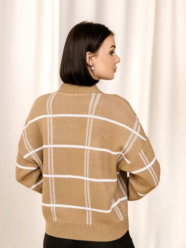 Жакет женский (цвет: светло-коричневый, белый) фото 2