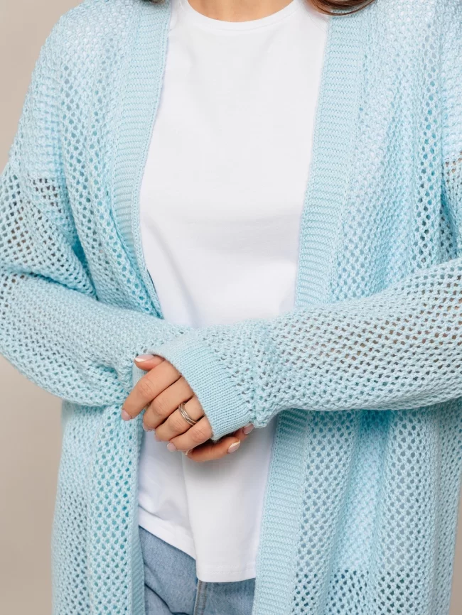 Кардиган женский (цвет: бледно-голубой) фото 3
