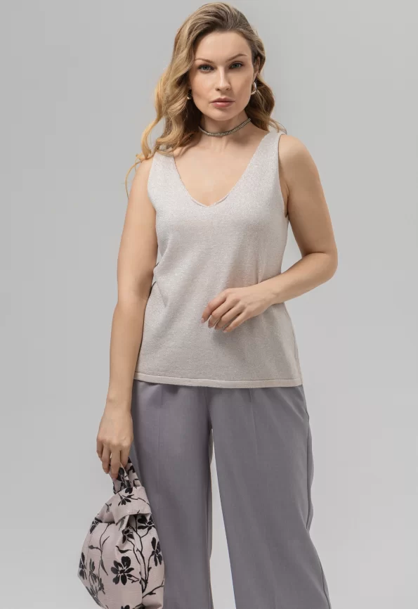 Жилет женский (цвет: кремовый, серебро) фото 1