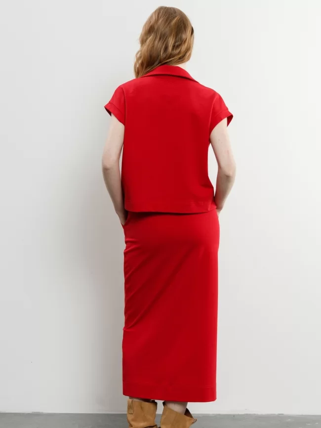 Костюм женский (джемпер, юбка) (цвет: красный) фото 2