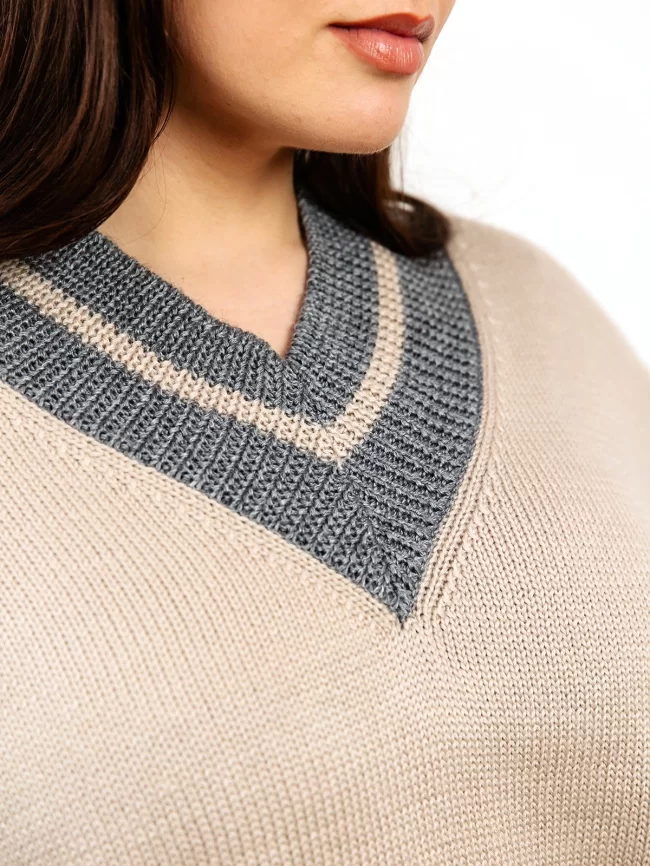 Джемпер женский (цвет: светло-бежевый, серый) фото 4