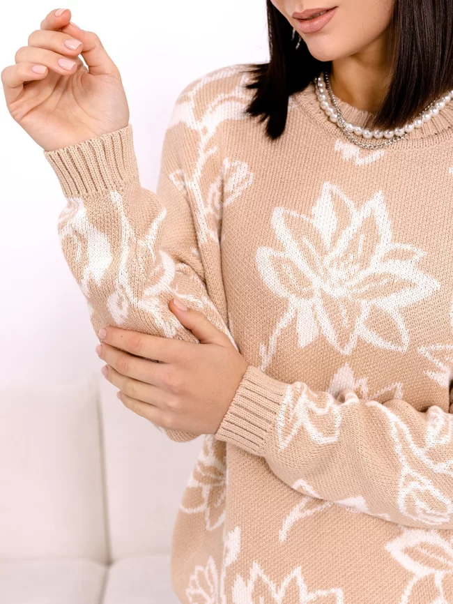 Джемпер женский (цвет: крем-брюле, белый) фото 3