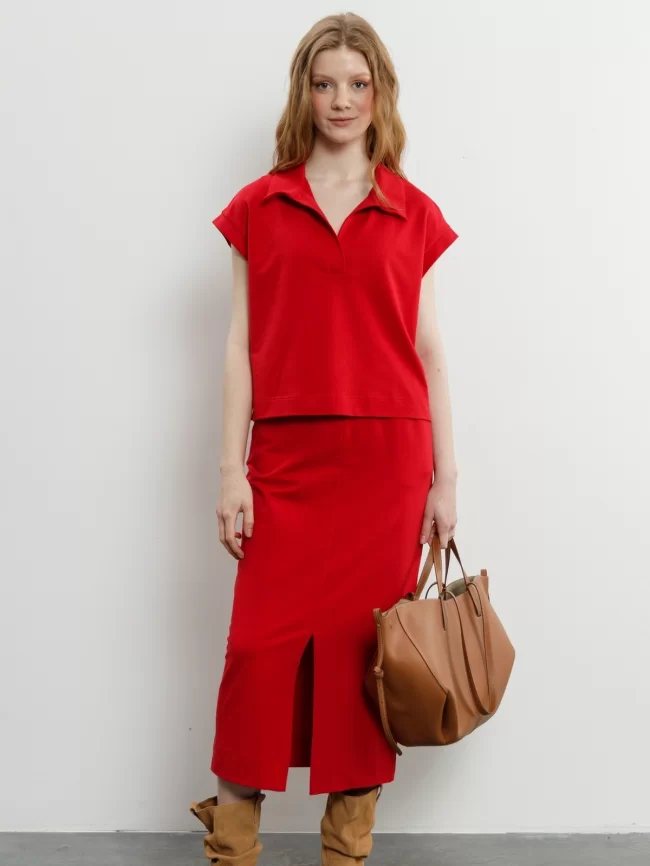 Костюм женский (джемпер, юбка) (цвет: красный) фото 1