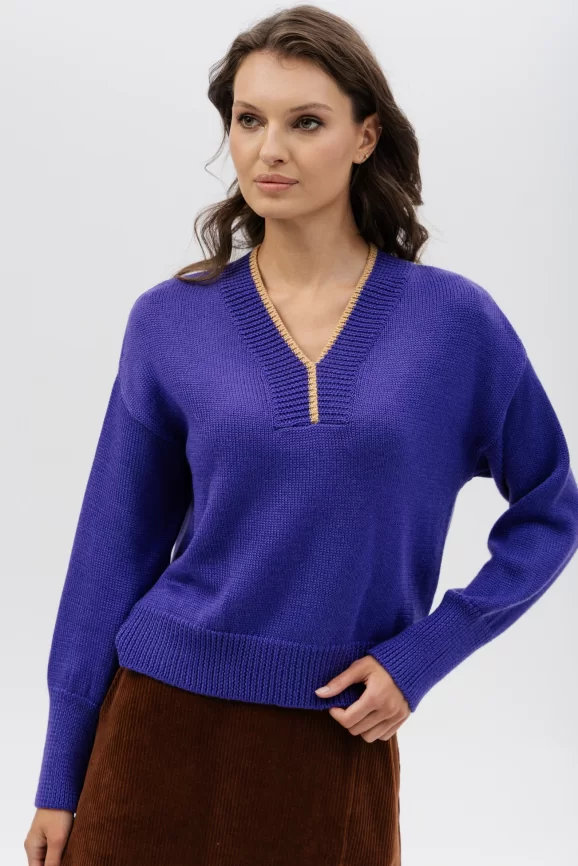 Джемпер женский (цвет: глубокий фиолетовый, соломенный) фото 5