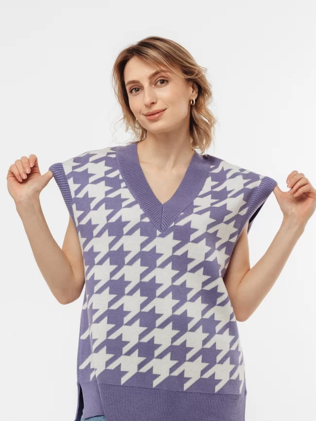 Жилет женский (цвет: сиреневый, молочный) фото 1