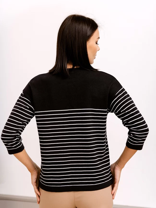 Джемпер женский (цвет: черный, белый) фото 2