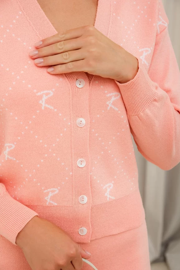 Жакет женский (цвет: розовый персик, белый) фото 3