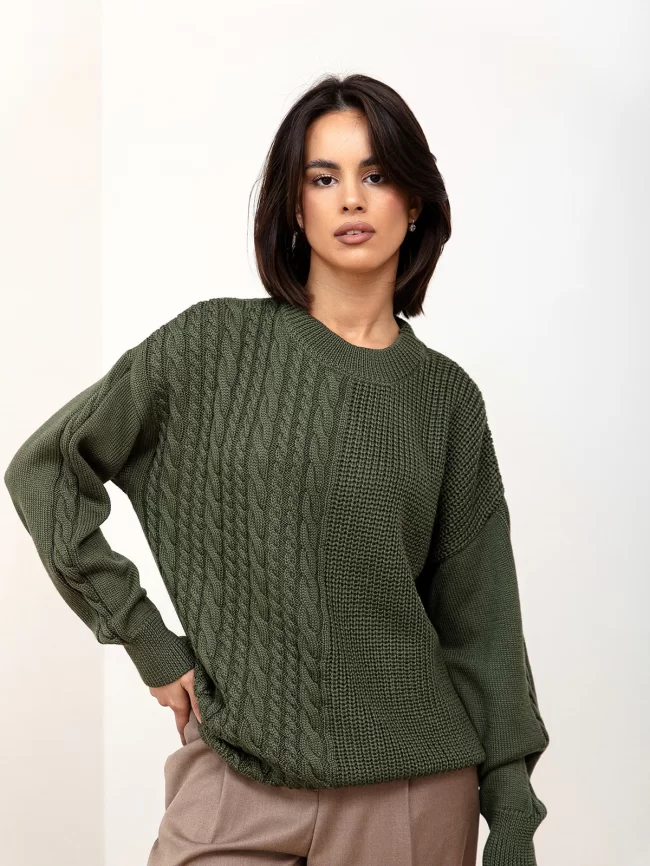 Джемпер женский (цвет: оливковый) фото 1