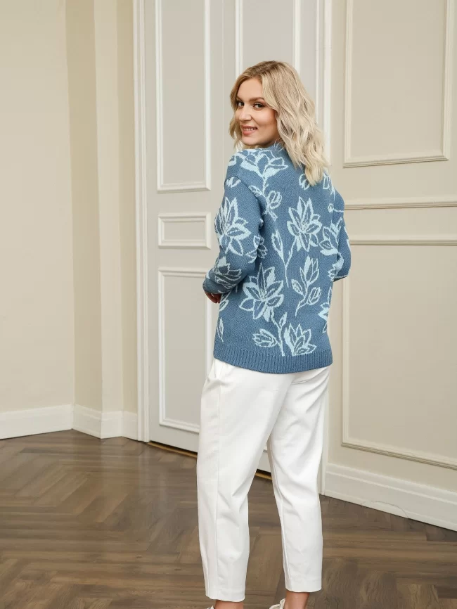 Джемпер женский (цвет: индиго, бледно-голубой) фото 7